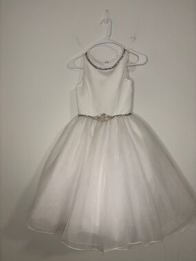 Christie Helene Communion Dress Jeweled Neckline & Waist Sz 6 Flower Girl
